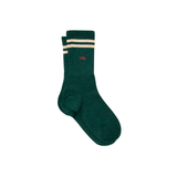 Chaussettes Rétro Coton Peigné - Vert Canard Rayé Beige | Fleux | 3