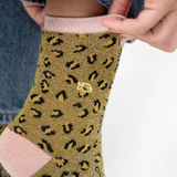 Chaussettes Léopard Pailletées - Vert Olive | Fleux | 6