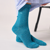 Chaussettes Pailletées Coton Peigné - Bleu Canard | Fleux | 7