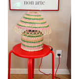 Lampe de Table - Rotin Rayures Pink Low | Fleux | 6