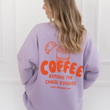 Sweatshirt Adulte Coffee Before Chaos Lilas | Fleux | 6