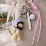 Porte-clés et bijou de sac - Ourson Casque Violet | Fleux | 3