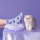 Black &amp; White Cat Socks - Purple | Fleux | 6