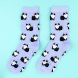 Black &amp; White Cat Socks - Purple | Fleux | 8