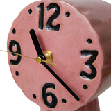 Retro ceramic clock - h 16.2 cm - Pink | Fleux | 11