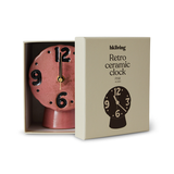 Retro ceramic clock - h 16.2 cm - Pink | Fleux | 14