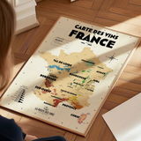 Map of French Vineyards - 30 x 40 cm - Ecru | Fleux | 12