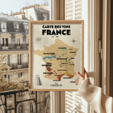Map of French Vineyards - 30 x 40 cm - Ecru | Fleux | 10