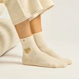 Set de 3 chaussettes fantaisie - Coeur Marron Doré Ecru | Fleux | 6