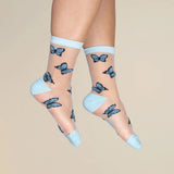 Transparent Butterfly Socks - Blue | Fleux | 7