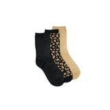 Set of 3 Black and Gold Leopard Sequin Fancy Socks | Fleux | 4
