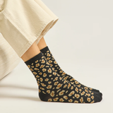 Set of 3 Black and Gold Leopard Sequin Fancy Socks | Fleux | 5