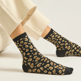 Set of 3 Black and Gold Leopard Sequin Fancy Socks | Fleux | 6