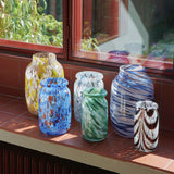 Vase Splash Roll Neck - Ø 11,3 x h 20,5 cm - Green Swirl | Fleux | 6