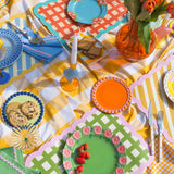 Striped Biscotti Placemat - 38cm x 48cm - Blue &amp; Yellow | Fleux | 8